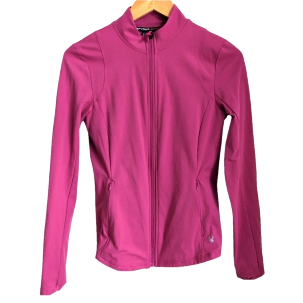SPYDER Pink Athletic Zip Up Long Sleeves Top Size Small